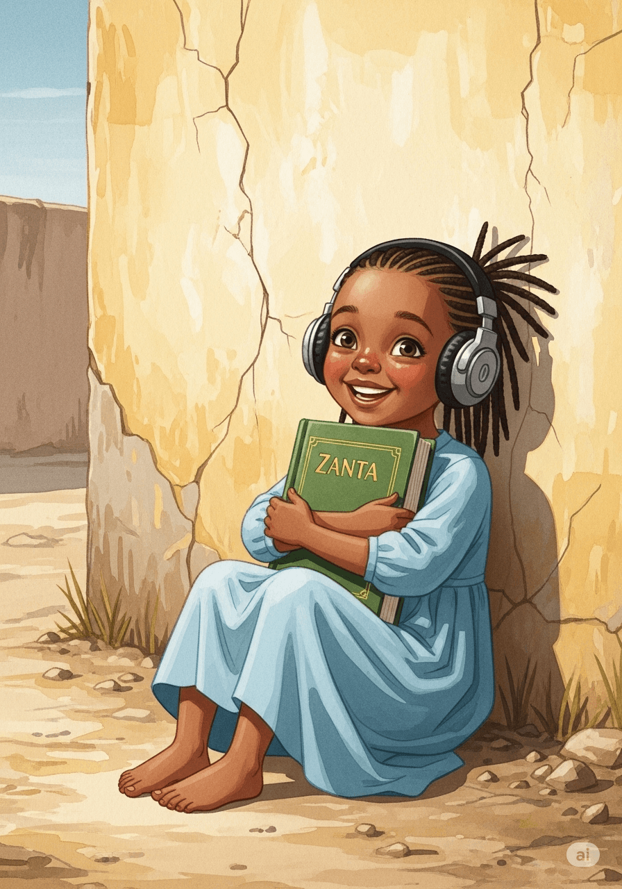 Child reading a magical story